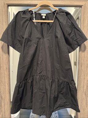 a new day Black V-Neck Short-Sleeve Ruffle-Hem Mini Dress